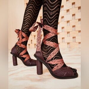 ULLA JOHNSON Ribbon Closed Toe High Heel in Oxblood